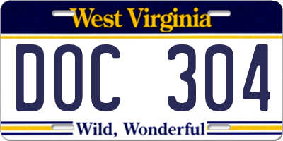 WV license plate DOC304