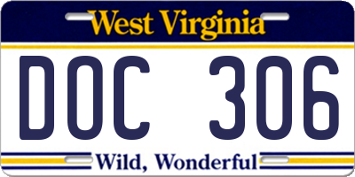 WV license plate DOC306
