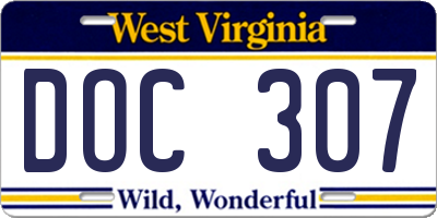 WV license plate DOC307