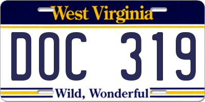 WV license plate DOC319