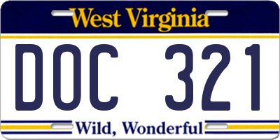 WV license plate DOC321