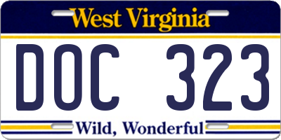 WV license plate DOC323