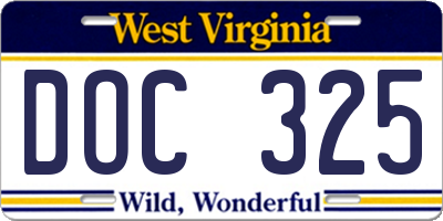 WV license plate DOC325