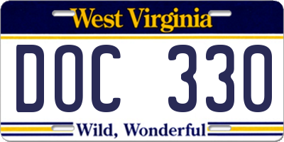 WV license plate DOC330