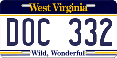 WV license plate DOC332