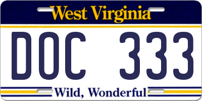 WV license plate DOC333