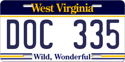 WV license plate DOC335