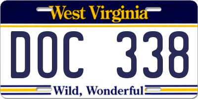 WV license plate DOC338