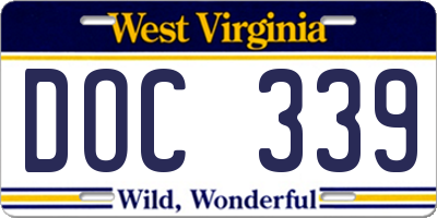 WV license plate DOC339