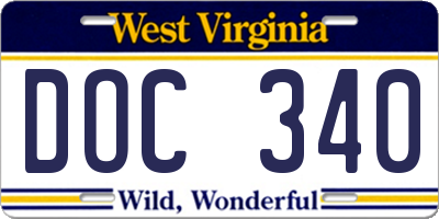 WV license plate DOC340