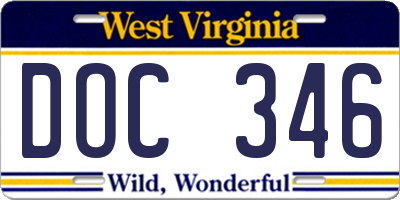 WV license plate DOC346