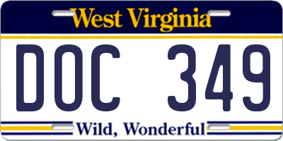 WV license plate DOC349