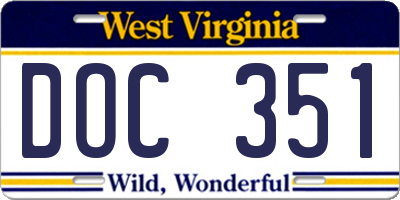 WV license plate DOC351