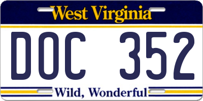 WV license plate DOC352