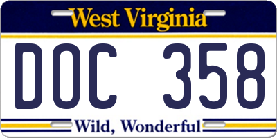WV license plate DOC358