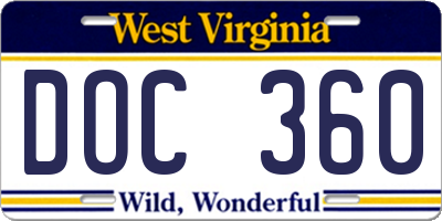 WV license plate DOC360