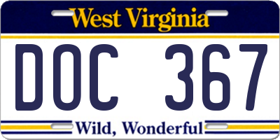 WV license plate DOC367