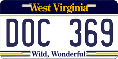 WV license plate DOC369