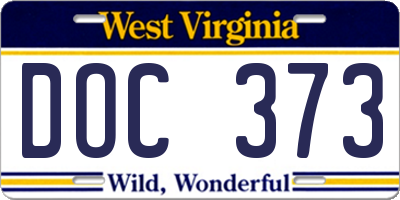 WV license plate DOC373