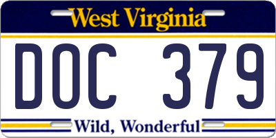 WV license plate DOC379