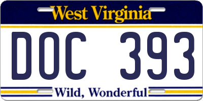 WV license plate DOC393