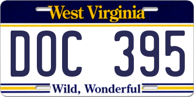 WV license plate DOC395