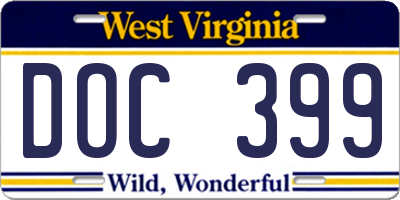 WV license plate DOC399