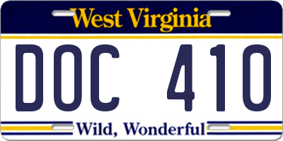WV license plate DOC410