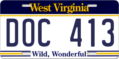 WV license plate DOC413