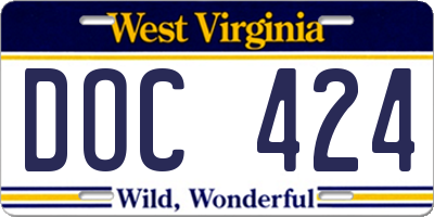 WV license plate DOC424