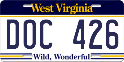 WV license plate DOC426