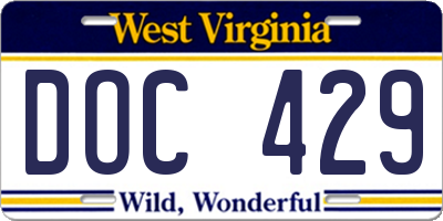 WV license plate DOC429