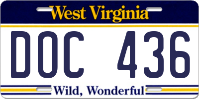 WV license plate DOC436