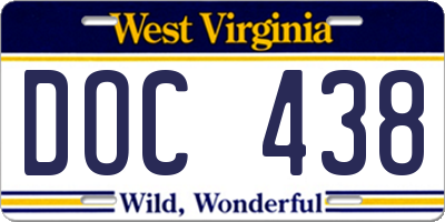 WV license plate DOC438
