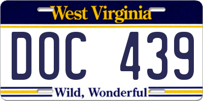 WV license plate DOC439