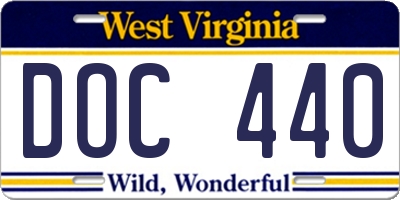 WV license plate DOC440