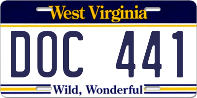 WV license plate DOC441