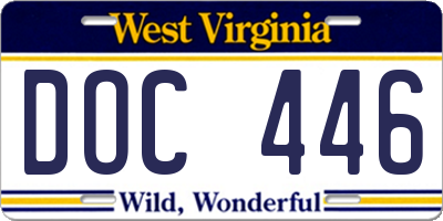 WV license plate DOC446