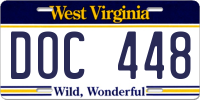 WV license plate DOC448