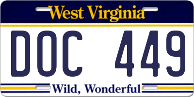 WV license plate DOC449