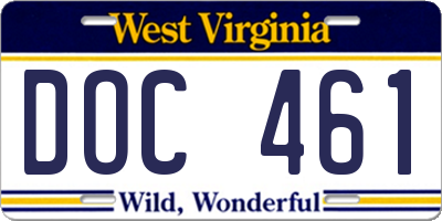 WV license plate DOC461