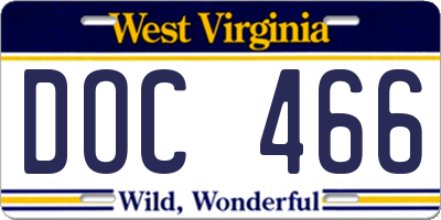 WV license plate DOC466