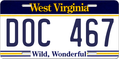 WV license plate DOC467