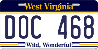 WV license plate DOC468
