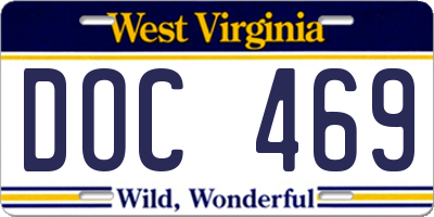 WV license plate DOC469