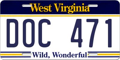 WV license plate DOC471