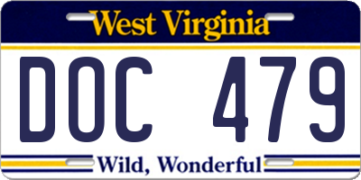 WV license plate DOC479