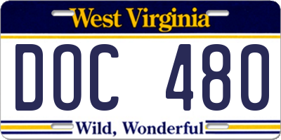 WV license plate DOC480