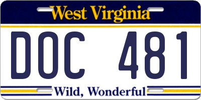 WV license plate DOC481