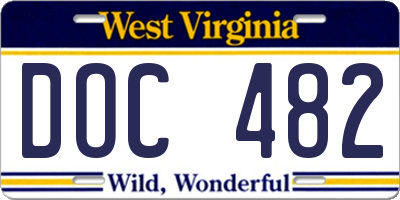 WV license plate DOC482